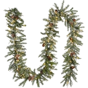 National Tree Company 9 ft. Snowy Morgan Spruce Garland with Color LED Lights