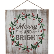 National Tree Company 13 in. Merry and Bright Christmas Wall Sign
