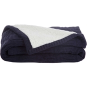 Izod Solid Gray Basket Weave with Sherpa Reverse Throw