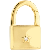 14K Yellow Gold Diamond Accent 1 pt. Padlock Push Lock