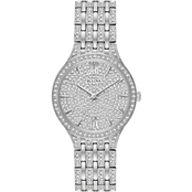 Bulova Women's Crystal Quartz Silvertone Stainless Steel Bracelet Watch 96L243