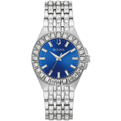 Bulova Women's Crystal Quartz Silvertone Stainless Steel Bracelet Watch 96L290