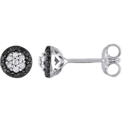 Sofia B. Sterling Silver 1/4  CTW Black and White Diamond Cluster Stud Earrings