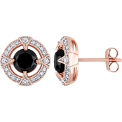 Sofia B. 10K Rose Gold 2 1/5 CTW Black and White Diamond Halo Stud Earrings