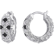 Sofia B. Sterling Silver 1/6 CTW Black and White Diamond Vintage Hoop Earrings