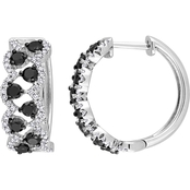 Sofia B. 10K White Gold 1 3/4 CTW Black and White Diamond Hoop Earrings