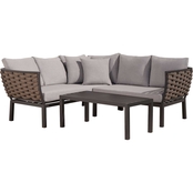 Abbyson Betsy Outdoor Seating with Coffee Table 3 pc. Set Light Grey