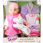 Disney Dream Collection 16 in. Lovely Baby Doll with Unicorn Set