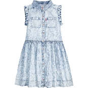 Levi's Girls Rolled Sleeves Fit and Flare Woven Dress