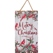 Alpine 20 in. H In/Outdoor Hanging Christmas Cardinal Berries Wall Decoration Sign