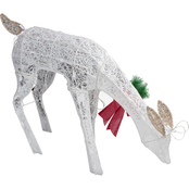 Alpine 28 in. Mesh Grazing Holiday Reindeer Lawn Decoration with Cool White Lights