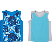 Buzz Cuts Little Boys Closed Mesh Active Print and Solid Muscle Tee 2 pk.