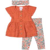 Little Lass Toddler Girls Eyelet Belted Knit Floral Capri 2 pc. Set with Accessory