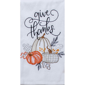 Kay Dee Designs Give Thanks Gingham Pumpkin Embroidered Terry Towel