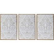 Gallery 57 48 in. x 24 in. Baroque Triptych Gold Floating Canvas Wall Art