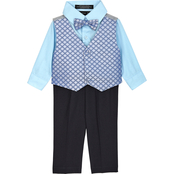 Andrew Fezza Infant Boys Blue Woven Vest 4 pc. Set