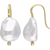 Sofia B. 14K Yellow Gold Cultured Baroque Pearl and Diamond Hook Earrings