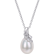 Sofia B. Sterling Silver Cultured Freshwater Pearl and Diamond Accent Drop Pendant