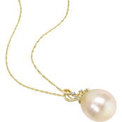 Sofia B. 14K Yellow Gold Cultured South Sea Pearl Diamond Accent Vintage Necklace