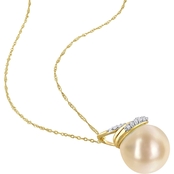 Sofia B. 14K Yellow Gold 1/10 CTW Diamond Golden South Sea Pearl Swirl Necklace