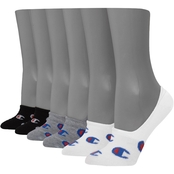 Champion No Show Invisible Liner Assorted Socks 6 pk.