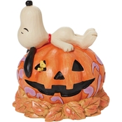 Jim Shore Peanuts Snoopy Laying on Top of Carved Pumpkin Figurine