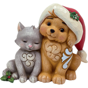 Jim Shore Kitten and Puppy with Santa Hat Figurine