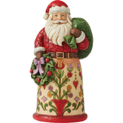 Jim Shore Santa with Toy Bag and Wreath Figurine