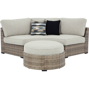 Signature Design by Ashley Calworth 2 pc. Outdoor Set: 1 Curved Loveseat & Ottoman