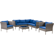 CorLiving Parksville L Shaped Patio Sectional Set with 2 Chairs 8 pc.