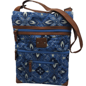 Stone Mountain Quilted Paisley Printed Cotton Lockport Crossbody, Denim