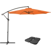CorLiving PPU-410-Z1 9.5 ft. UV Resistant Offset Patio Umbrella and Base
