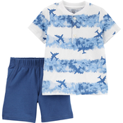 Carter's Toddler Boys Plane Henley and Shorts 2 pc. Set