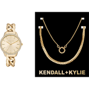 Kendall + Kylie Gold 36mm Watch and Necklace Set
