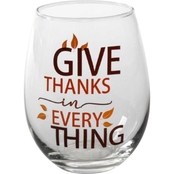Gibson Home Give Thanks In Everything 18 oz. Stemless Wine Glass