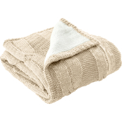 Modern Threads Cable Knit to Sherpa Throw Blanket