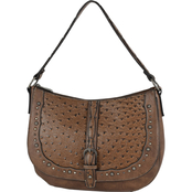 Justin Hobo Bag with Ostrich Texture Accents