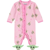 Star Wars Infant Girls All Over Printed Hearts Footed Sleep and Play