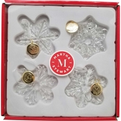 Martha Stewart Collection Glass Snowflake Metal Coin Ornament Set 4 pc.