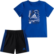 Adidas Infant Boys Cotton Graphic Tee Shorts Set