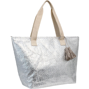 Magid Insulated Metallic Beach Tote with Flat Handles and Tassel Décor