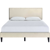 Accentrics Home Nailhead Trimmed Upholstered Platform Bed