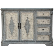 Accentrics Home Two Tone Farmhouse Server with Two Doors and Four Drawers