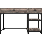 Accentrics Home Rustic Pine Industrial Desk with Storage