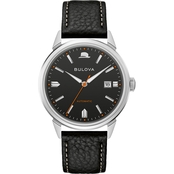 Bulova Men's Frank Sinatra Summer Wind Automatic Watch with Black Leather Strap