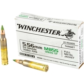 Winchester M855 Green Tip 5.56 NATO 62 Grain FMJ, 20 Rounds