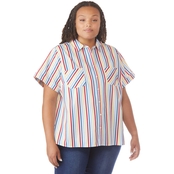 Tommy Hilfiger Plus Size Derby Stripe Camp Shirt