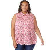 Tommy Hilfiger Plus Size Floral Print Sleeveless Button Front Shirt