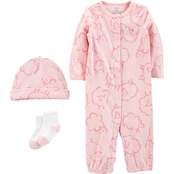 Carter's Infant Girls 3 pc. Pink Converter Gown Set