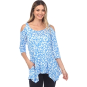 White Mark Cold Shoulder Tunic Top
